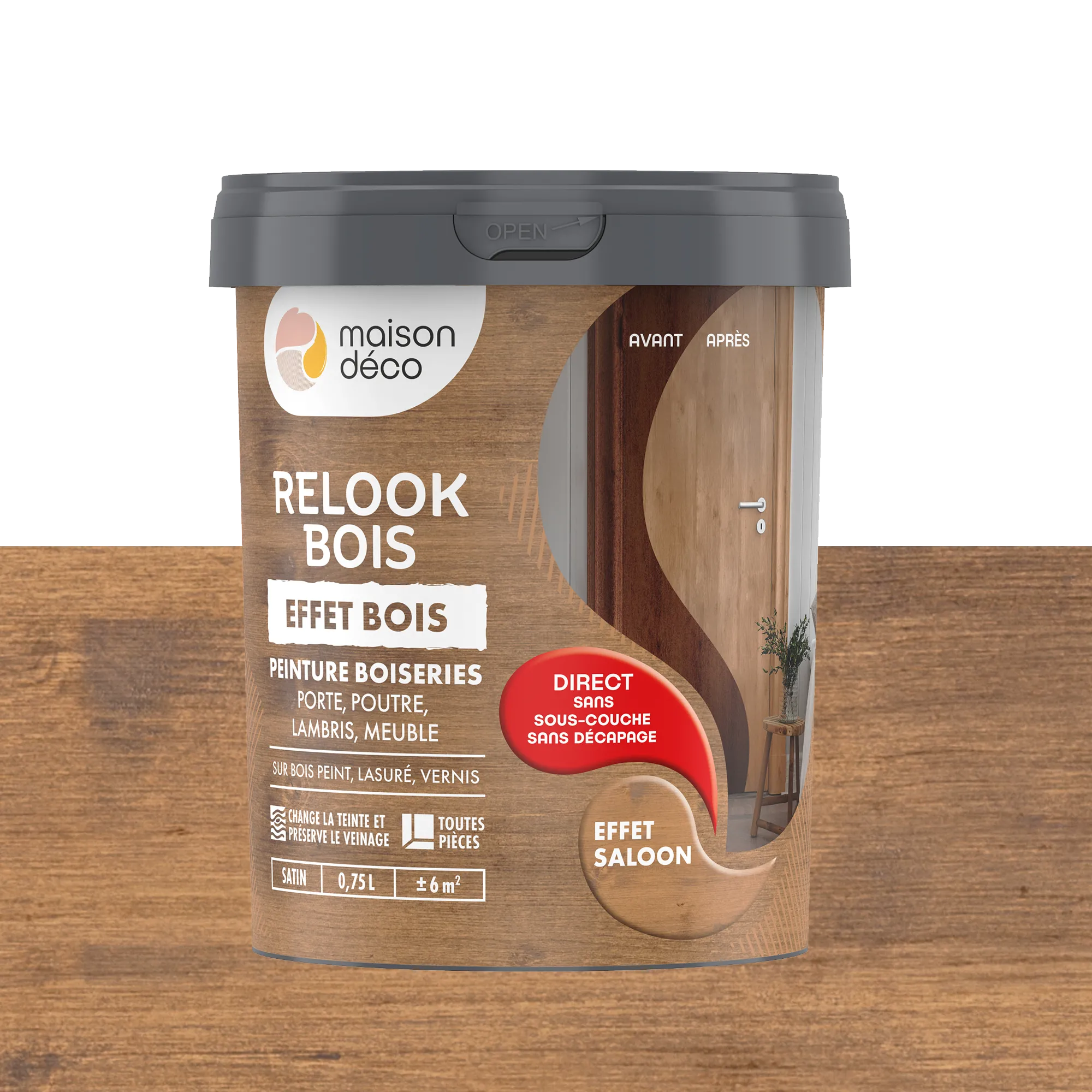 Relook bois effet bois Peinture Peinture saloon Satiné 0,75 L - 4MURS