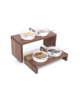 Présentoir rectangulaire brun noyer 36 cm Nature Zepe (2 pièces)