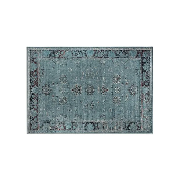 Suyay, tapis rectangulaire colonial, turquoise