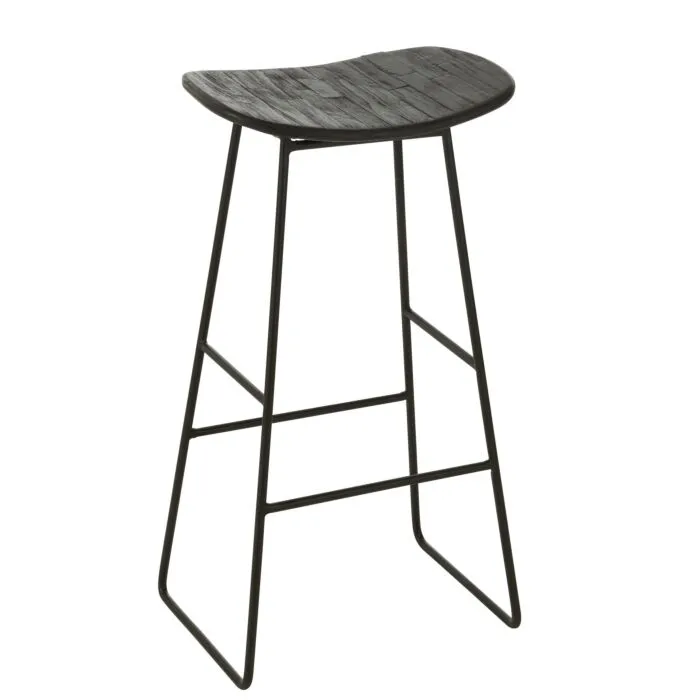 Zoméra, tabouret de bar industriel, bois recyclé noir