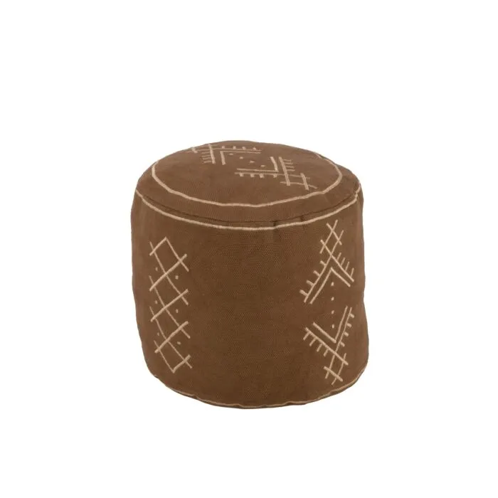 Zomara, pouf ethnique, coton beige
