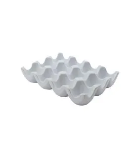 Support alvéolé pour oeuf rectangulaire blanc porcelaine 19 cm Pro.mundi