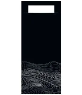 Pochette noir papier 20x10 cm Waves Pro.mundi (50 pièces)