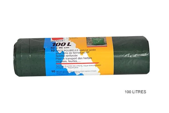 10 SACS POUBELLE 100L VERT