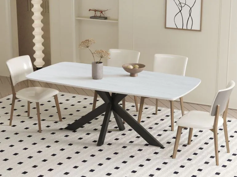 Table repas rectangulaire APOLIRI 180 cm gris baroque