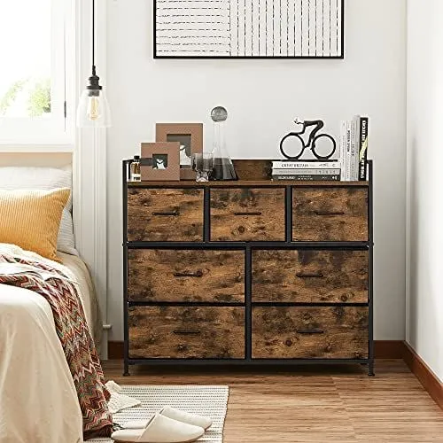 Commode en tissu : Armoire de rangement industrielle avec 7 tiroirs