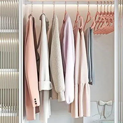 50 cintres en velours or rose - antidérapants et peu encombrants (0,6 cm)