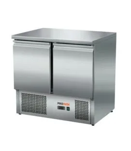 Table réfrigérée 2 portes pleines sur groupe pose centrale froid positif 176 L 2 grilles Proinox