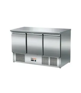 Table réfrigérée 3 portes pleines sur groupe pose centrale froid positif 260 L 3 grilles Proinox