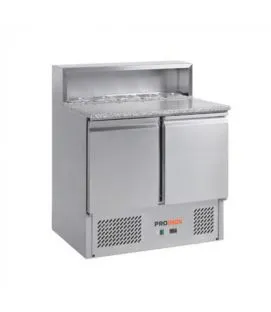 Table pizza réfrigérée 2 portes pleines GN1/1 froid positif 288 L 2 grilles Proinox