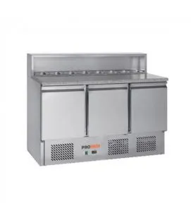 Table pizza réfrigérée 3 portes pleines GN1/1 froid positif 368 L 3 grilles Proinox