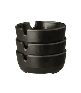 Set de 3 cendriers rond noir mélamine Ø 7,8 cm 3 cm Mini Aps