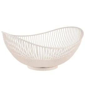 Corbeille à pain et à fruits ovale blanc métal 29,5x25,5x13,5 cm Svart Aps