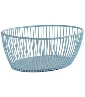 Corbeille à pain et à fruits ovale bleu métal 20x15x8 cm Svart Aps