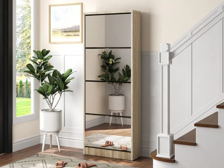 Meuble à chaussures MATSORIS 4 portes chêne sonoma