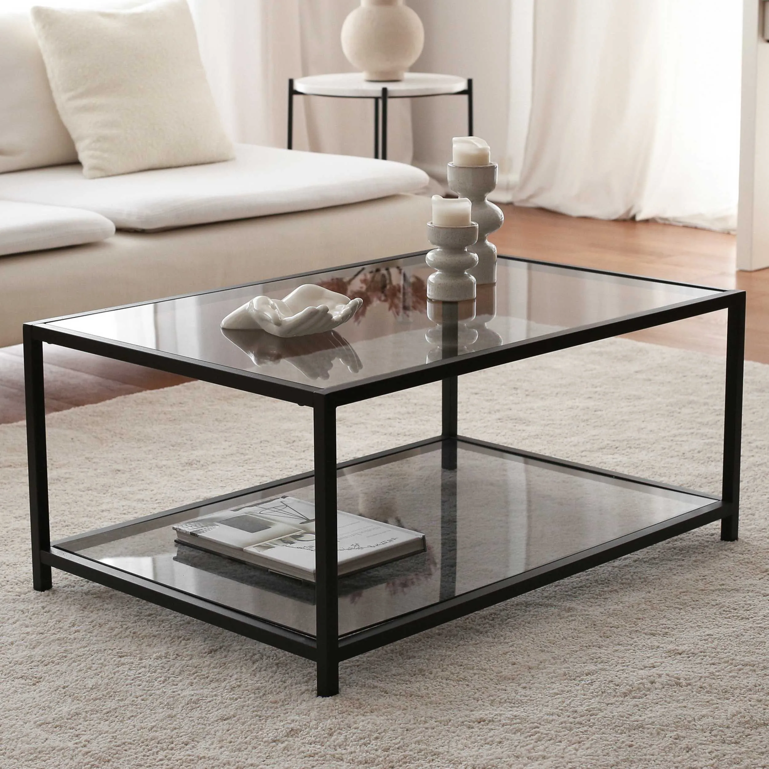 Astro Table basse | Structure en métal | Fumée, noir