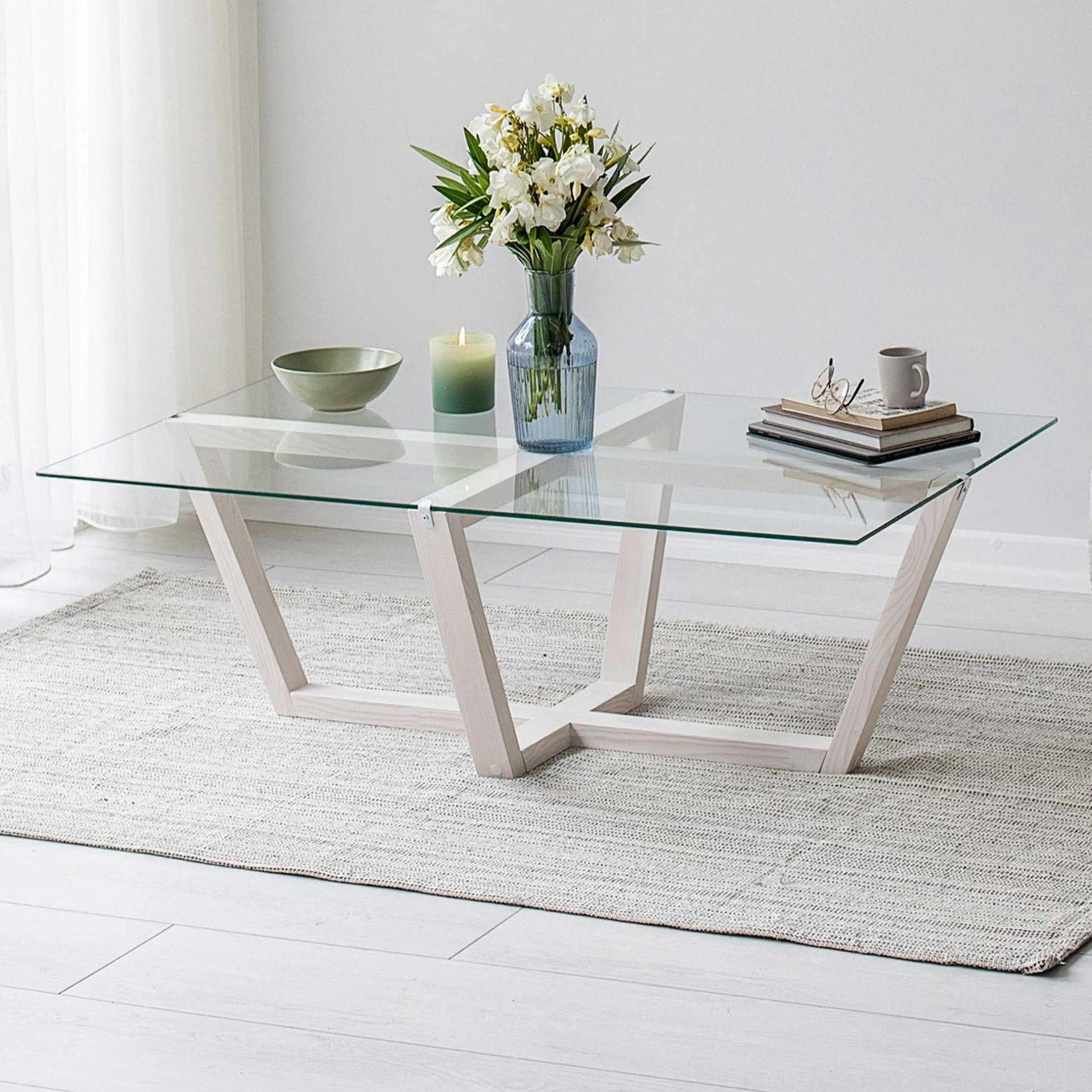 Amalfi Table basse | VERRE TREMPÉ | Blanc