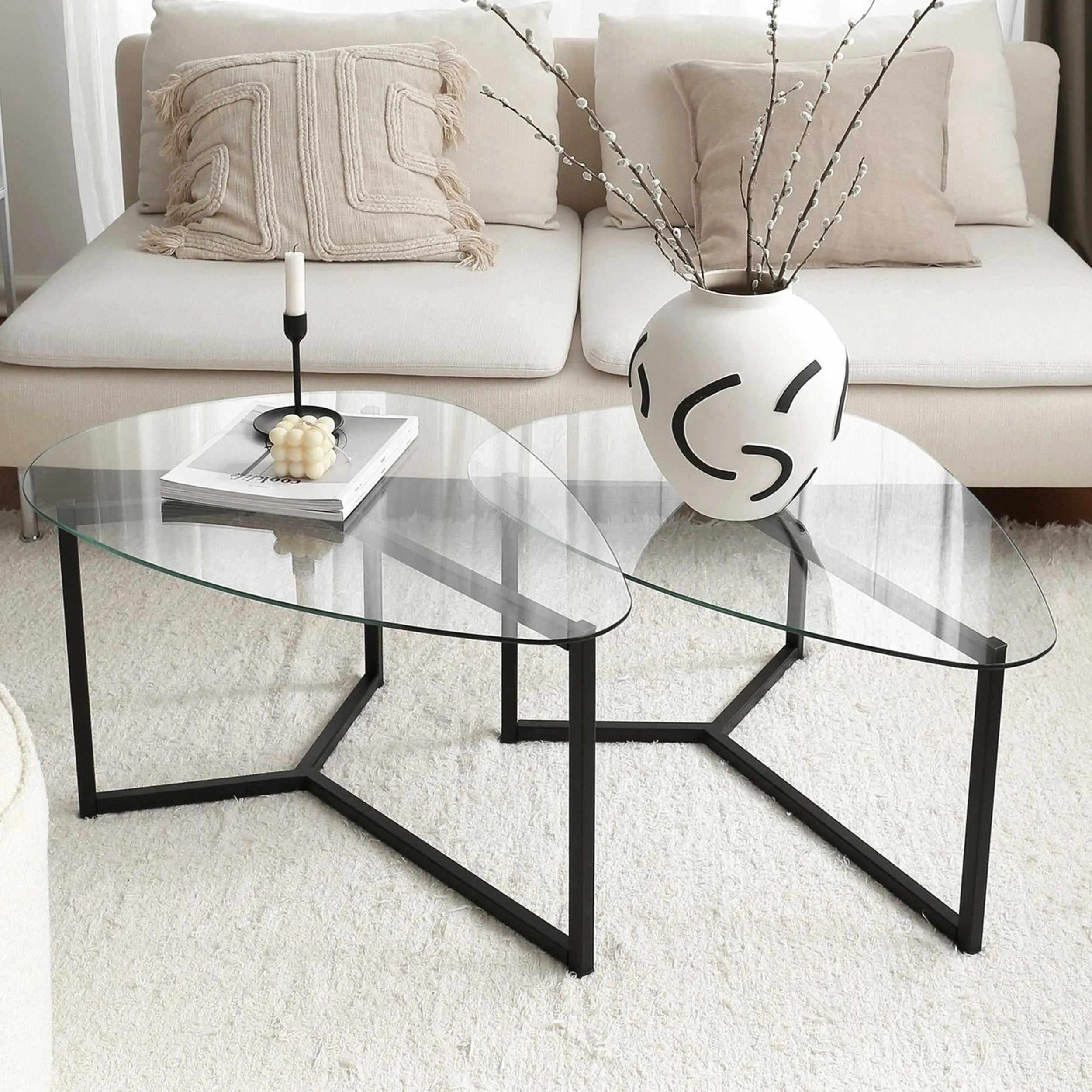 Bellisimo Ensemble de tables basses | Structure en métal | Noir mat