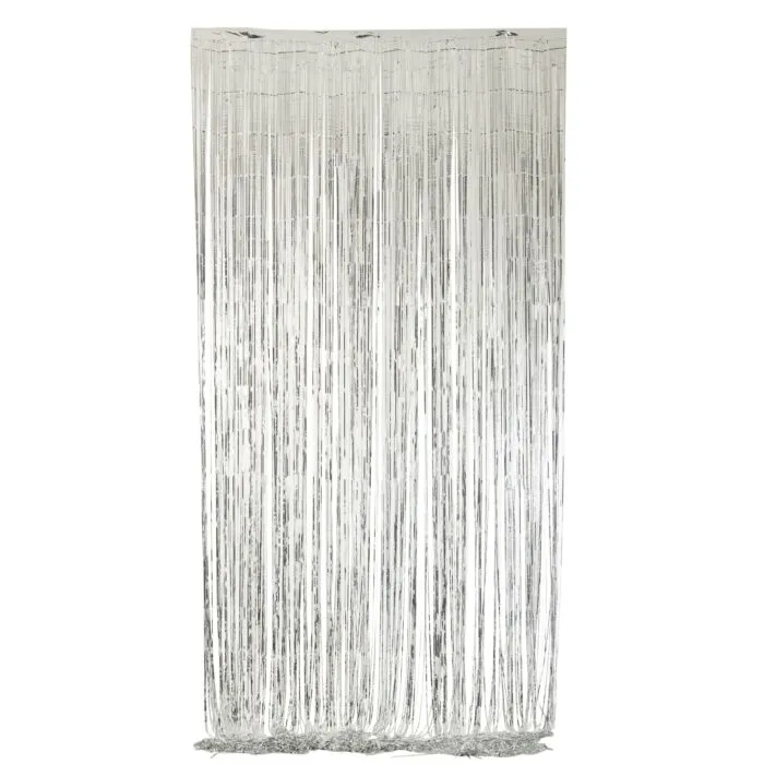Argentia, rideau frangé, vinyle argenté