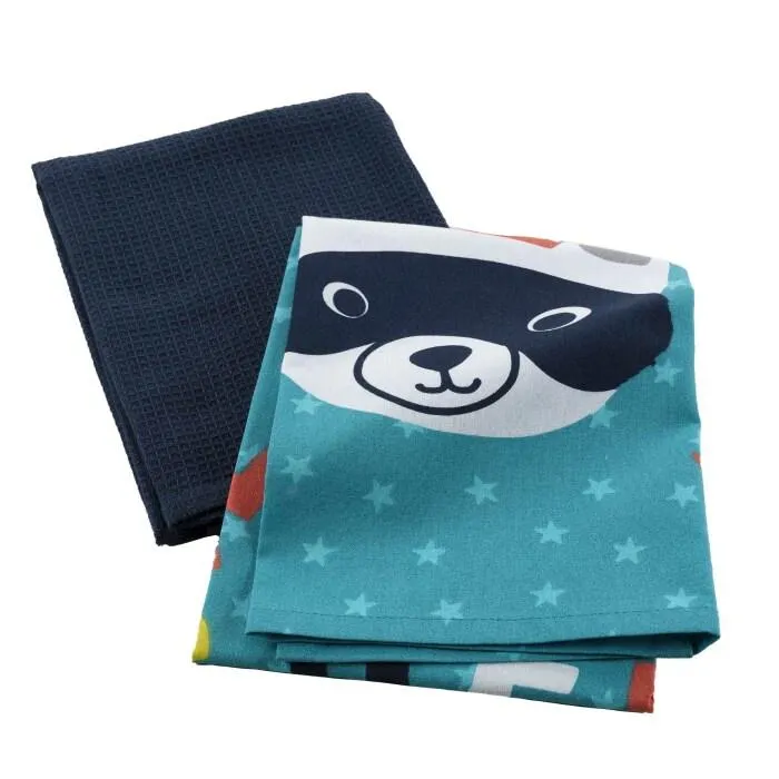 2 TORCHONS 50X70 CM COTON IMP NID ABEILLE UNI MINI CHEF