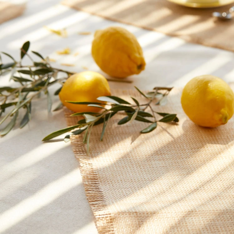 Tissu imitation raphia naturel