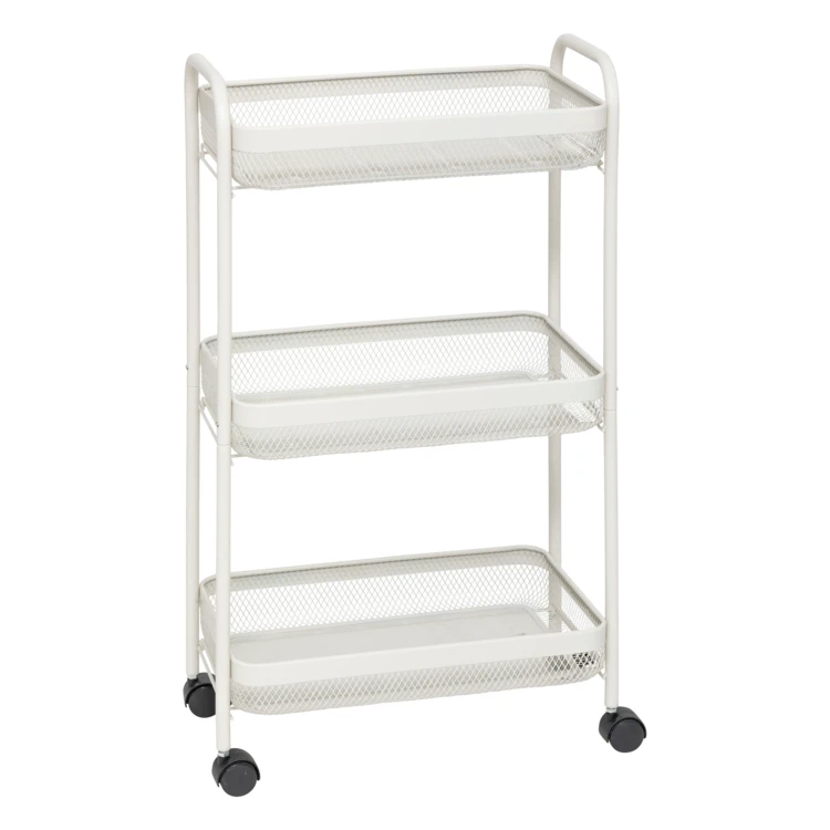 Desserte de rangement en métal 3 niveaux sur roulettes