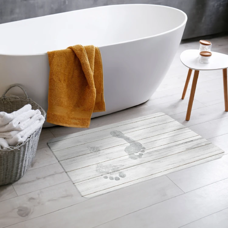 Tapis de bain en dialomite motif bois