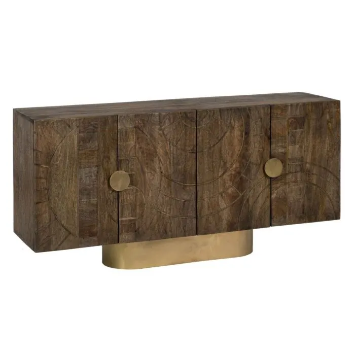 Zacharie, bahut en bois de manguier, marron-or