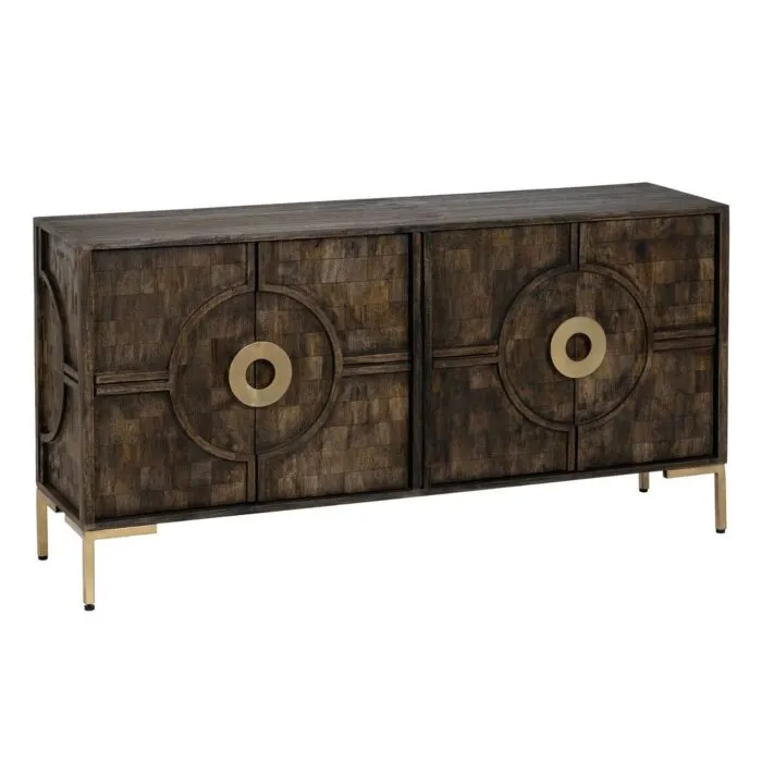 Alice, bahut en bois de manguier, marron-or