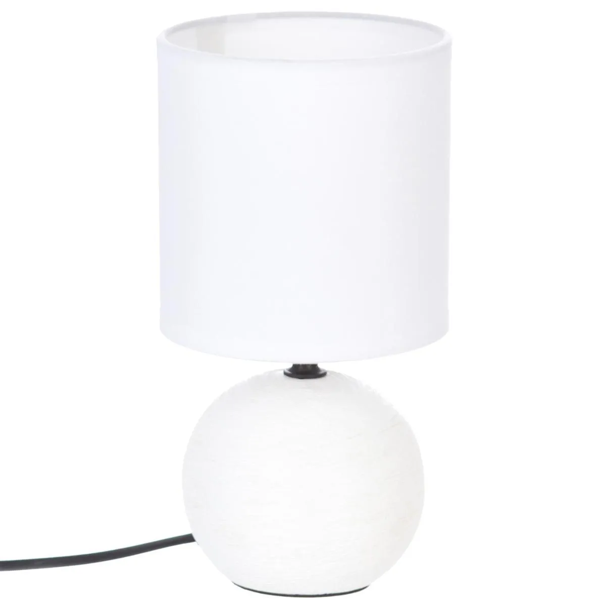 LAMPE CERAMIQUE STRIE BOULE BLANC H.25CM