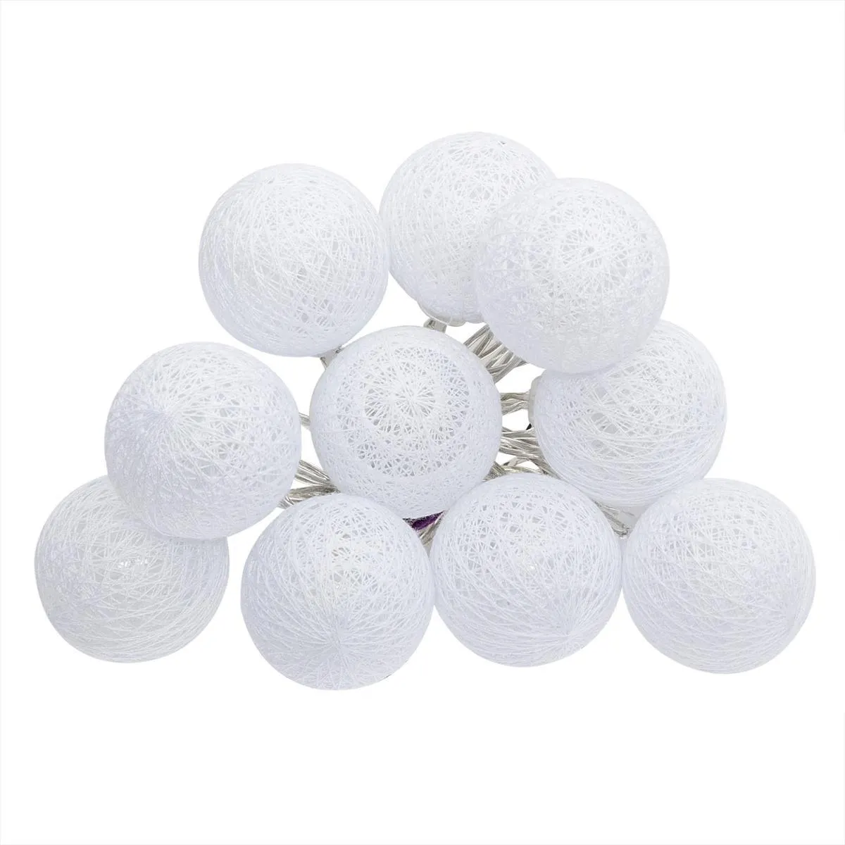 GUIRLANDE LED PILE 10 BOULES BLANC D.6CM
