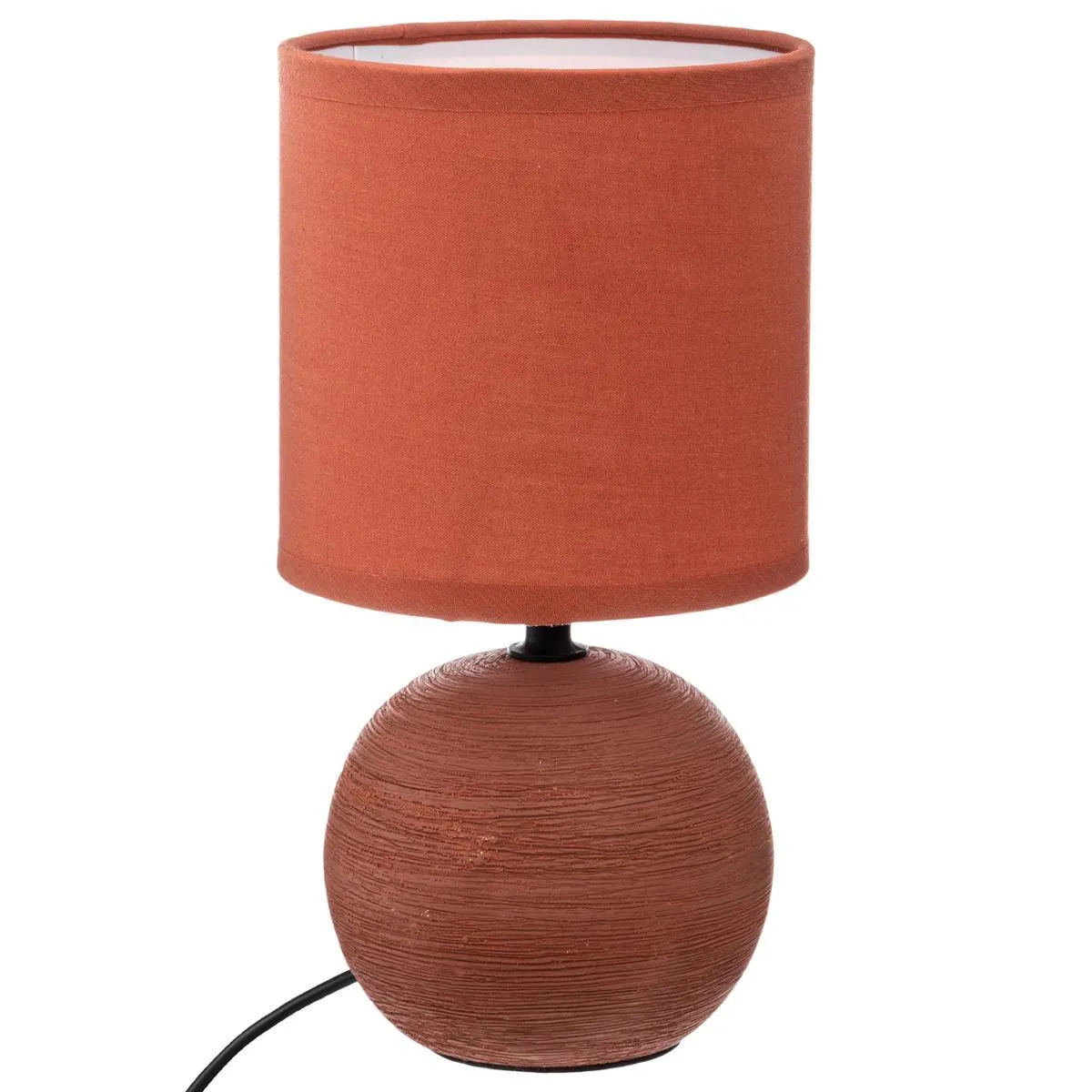 LAMPE CERAMIQUE STRIE BOULE TERRACOTTA H.25CM