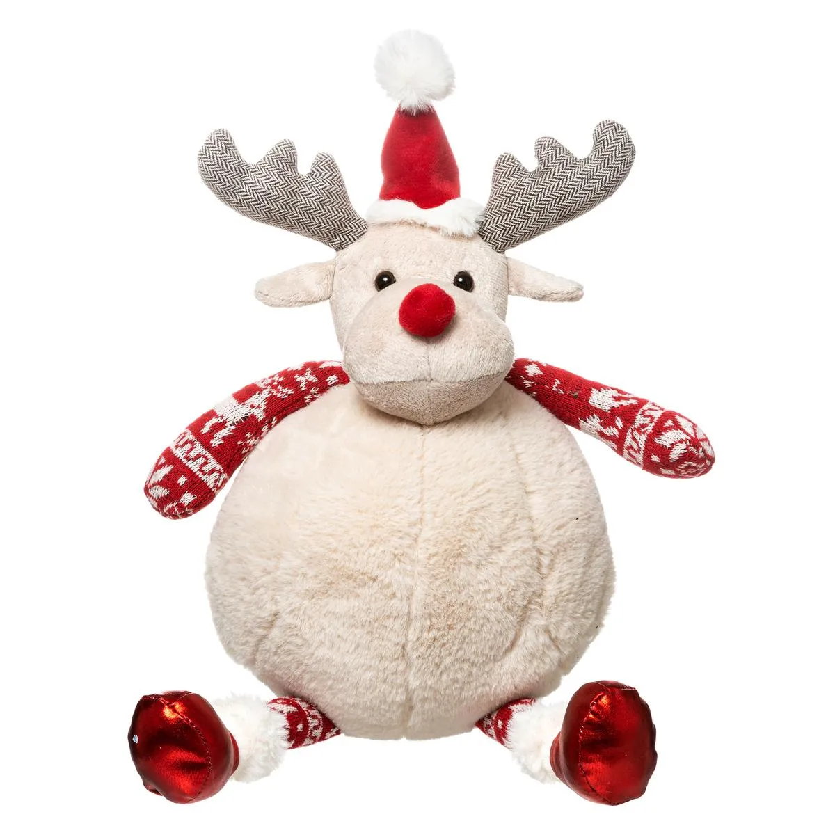 PELUCHE RENNE CHAPEAU ROUGE 40CM