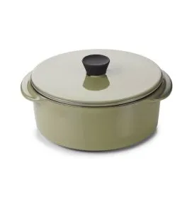 Cocotte avec couvercle rond vert porcelaine culinaire Ø 12 cm Caractère Revol