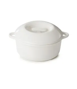 Cocotte avec couvercle rond Blanc albâtre porcelaine culinaire Ø 19 cm Bombance Revol