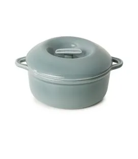 Cocotte avec couvercle rond Gris nuage porcelaine culinaire Ø 19 cm Bombance Revol