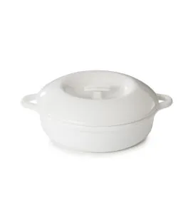 Cocotte avec couvercle pour induction rond Blanc albâtre porcelaine culinaire Ø 31 cm Bombance Revol