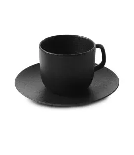 Tasse et sous tasse à thé rond effet fonte porcelaine culinaire 20 cl Ø 16 cm Equinoxe Revol