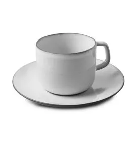Tasse et sous tasse à thé rond blanc cumulus porcelaine culinaire 20 cl Ø 16 cm Equinoxe Revol