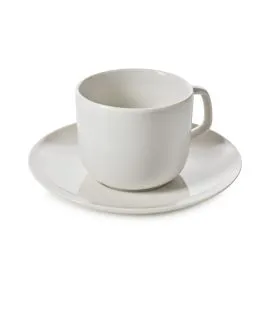 Tasse et sous tasse à thé rond Blanc albâtre porcelaine culinaire 20 cl Ø 16 cm Madeleine Revol