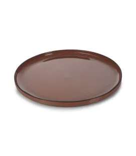 Assiette à bord droit rond marron porcelaine culinaire Ø 33 cm Caractère Revol