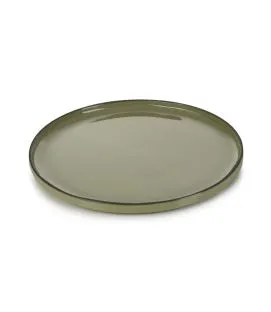 Assiette à bord droit rond kaki porcelaine culinaire Ø 33 cm Caractère Revol