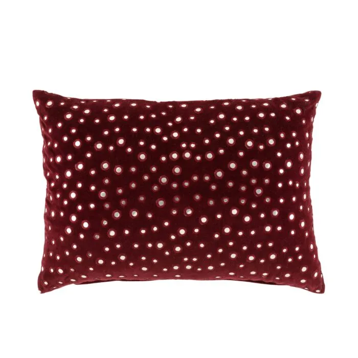 RougeLuxe, coussin rectangulaire, coton rouge argenté