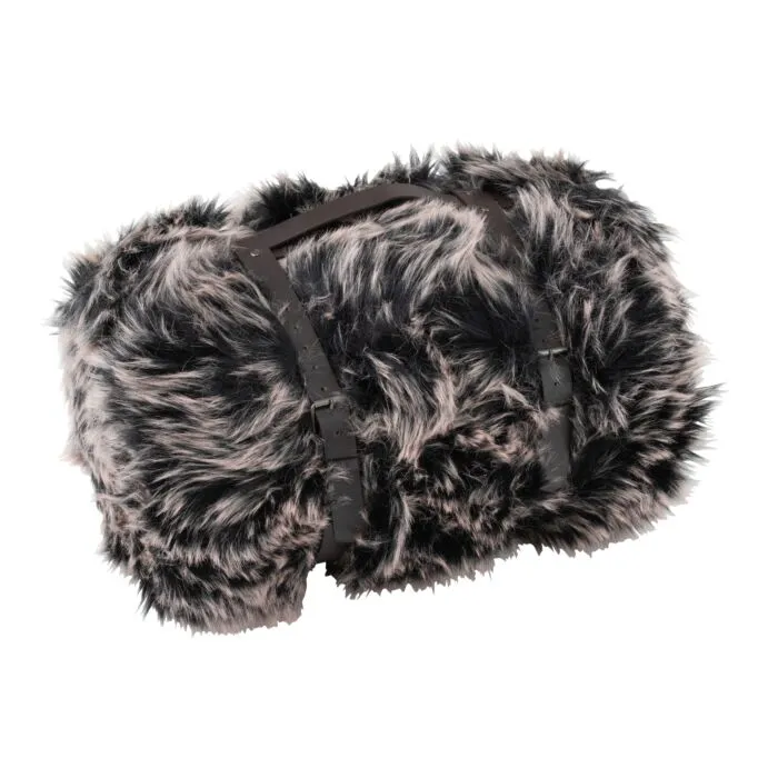 Hidao, plaid fausse fourrure, noir gris blanc