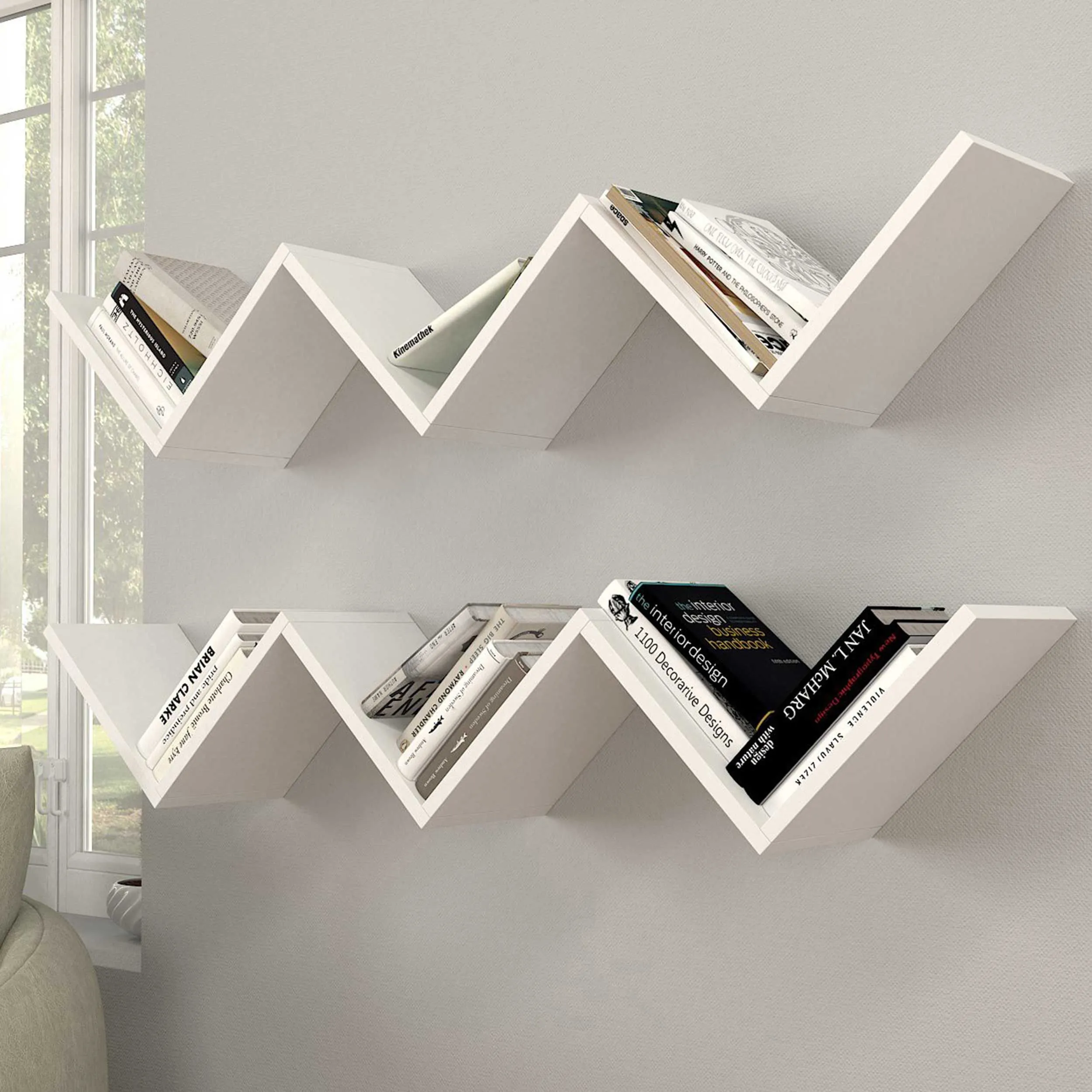 Zig Étagère murale | 100 % MÉLAMINE | Blanc