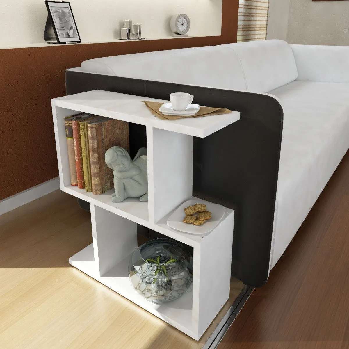 Karinus Table d'appoint | 100 % MÉLAMINE | Blanc