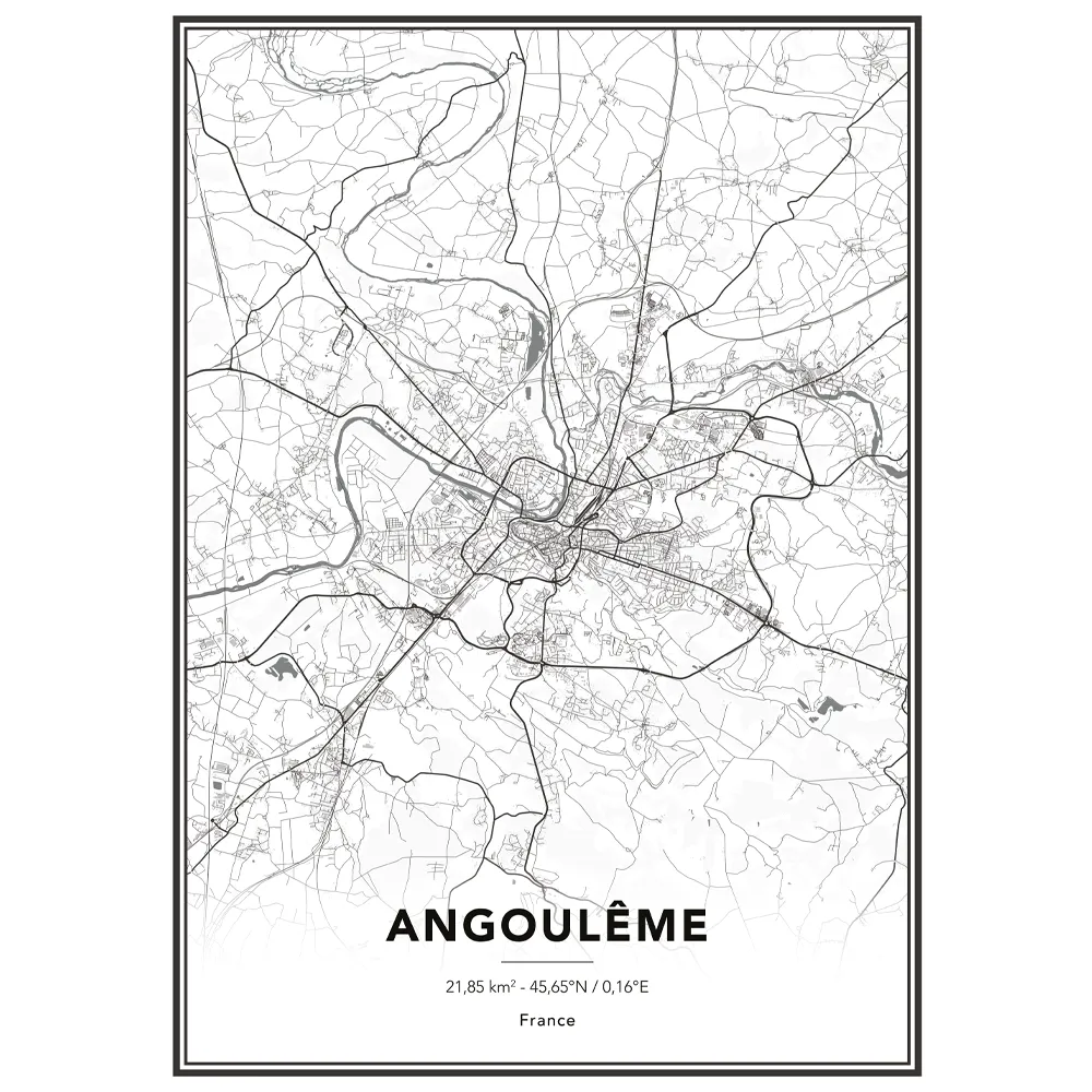 4MURS Image encadrée MAP ANGOULEME 50 x 70 cm - 4MURS
