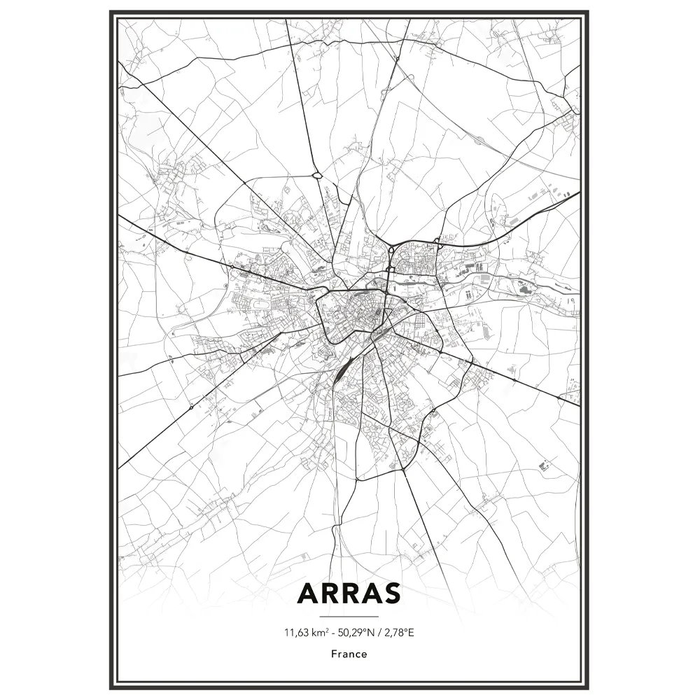 4MURS Image encadrée MAP ARRAS 50 x 70 cm - 4MURS