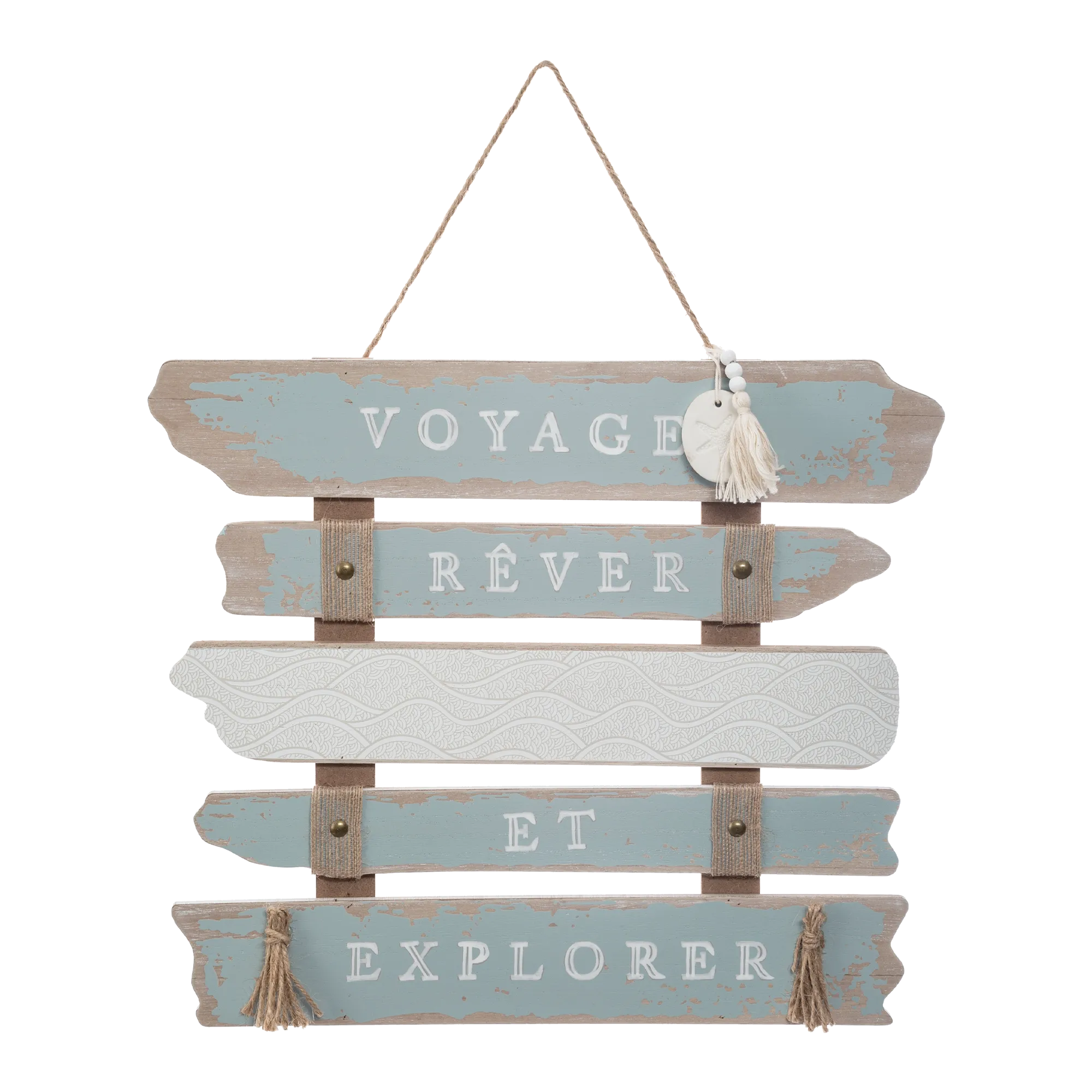 Plaque murale en bois OCÉANE coloris bleu - 4MURS