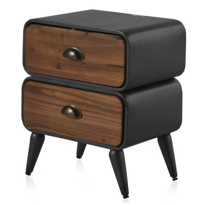 Advisiora, bout de canapé en métal et bois, dimensions 42*30*51